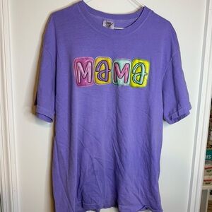 Comfort Colors Purple Tee with Colorful 'Mama' Design